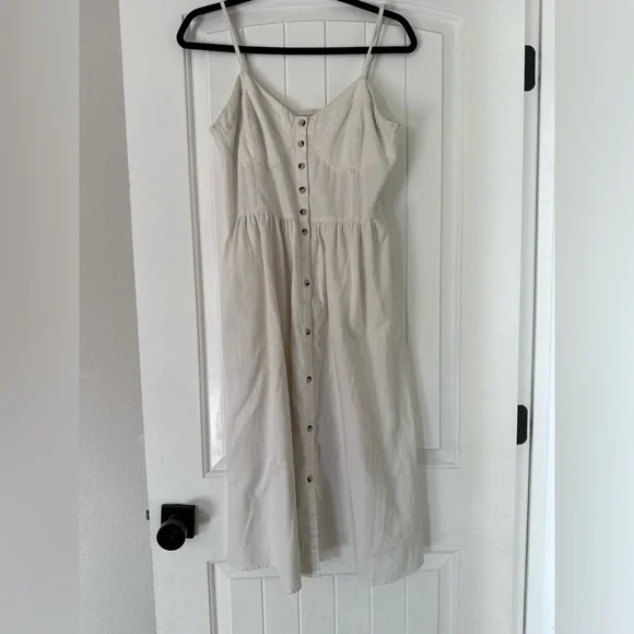 ROLLA'S Cream Midi Dress with Button Detail - Picture 3 of 8